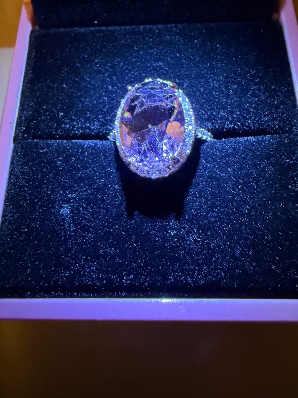 Pink Morganite Ring: White Sapphire Halo Accents, 14kt White Gold/Silver
